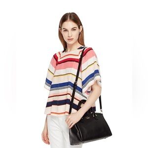 Kate spade oversized rainbow silk blouse small multi color puff sleeves girlcore